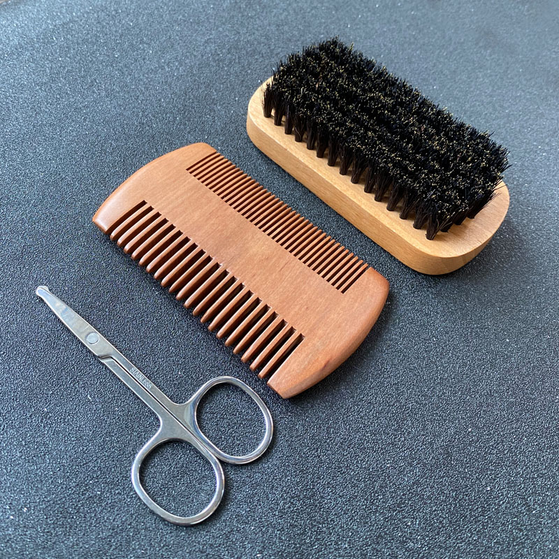 Men'S Grooming Organizer - Bartpflege-Set für Männer, Bartbürste, Borstenmaterial, Bartkamm,