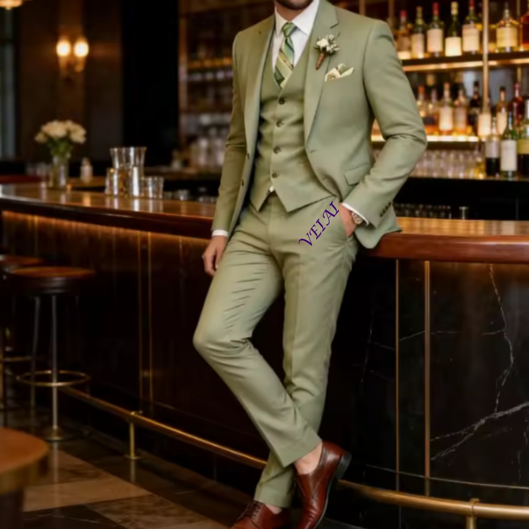 Men'S Grooming Daily - Maßgeschneiderter neuer Armeegrüner Business-Anzug für Herren,