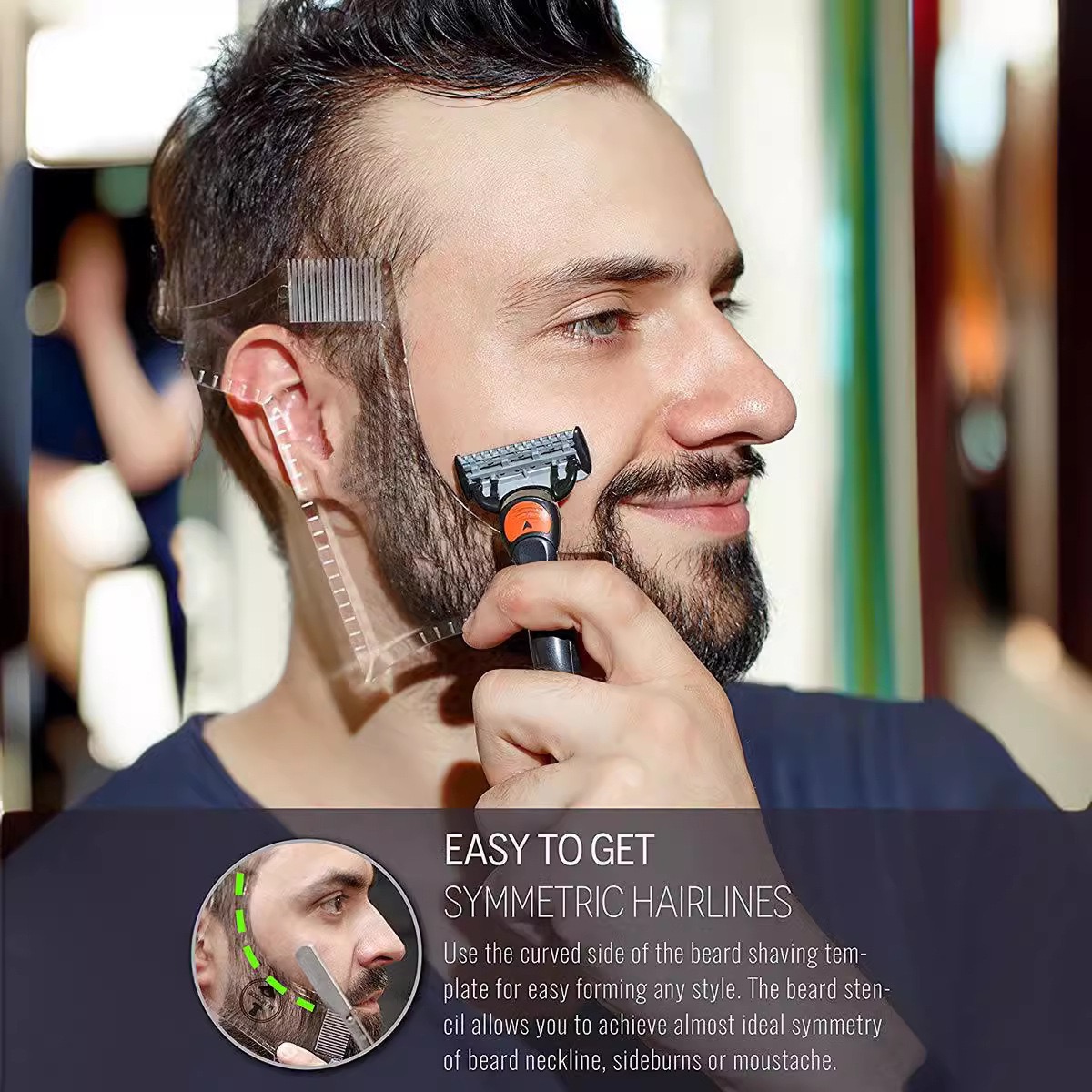 Men'S Grooming Tonic - Bartformungsschablone für Männer, multifunktionale Barttrimm-Schablone, Bartpflege-Zubehör